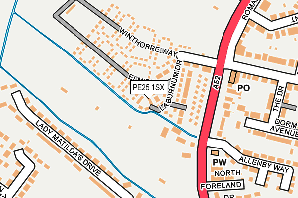 PE25 1SX map - OS OpenMap – Local (Ordnance Survey)