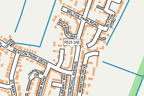 PE25 2AE map - OS OpenMap – Local (Ordnance Survey)