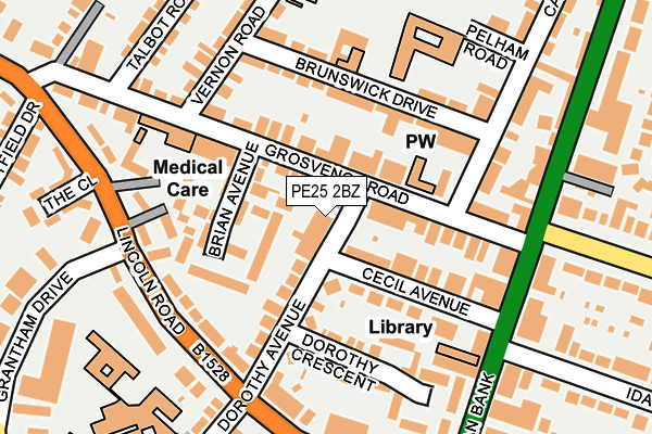 PE25 2BZ map - OS OpenMap – Local (Ordnance Survey)