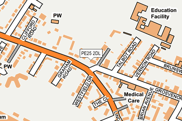 PE25 2DL map - OS OpenMap – Local (Ordnance Survey)
