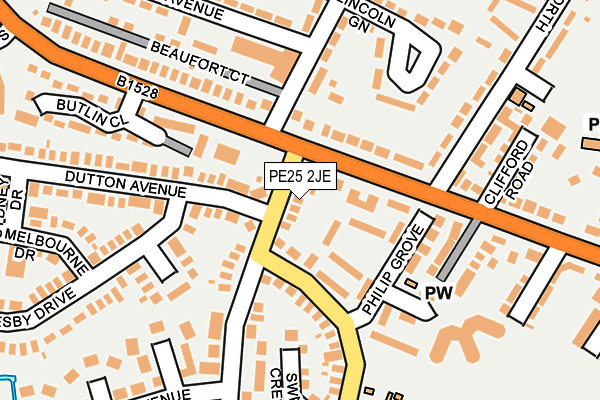 PE25 2JE map - OS OpenMap – Local (Ordnance Survey)