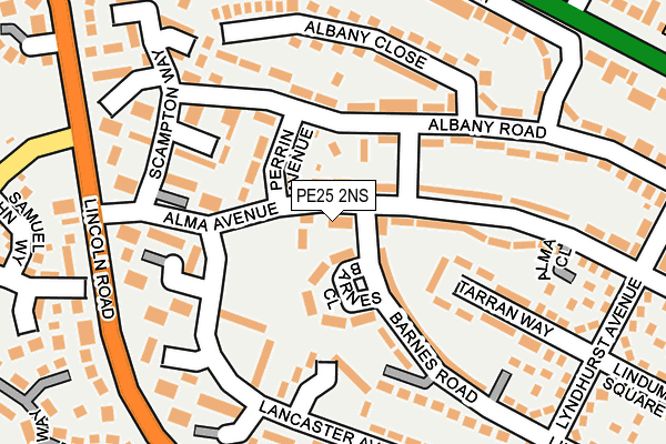 PE25 2NS map - OS OpenMap – Local (Ordnance Survey)