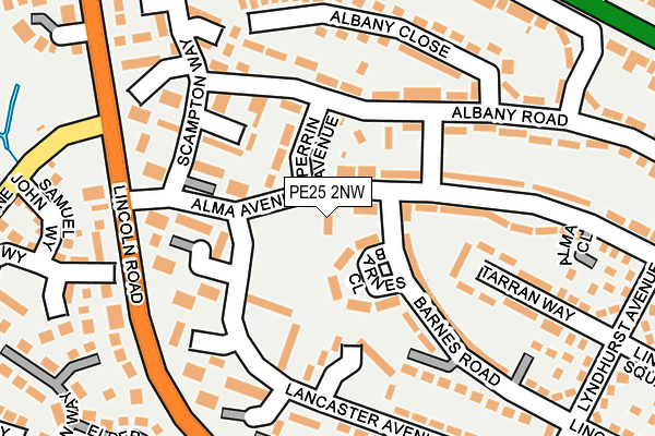 PE25 2NW map - OS OpenMap – Local (Ordnance Survey)
