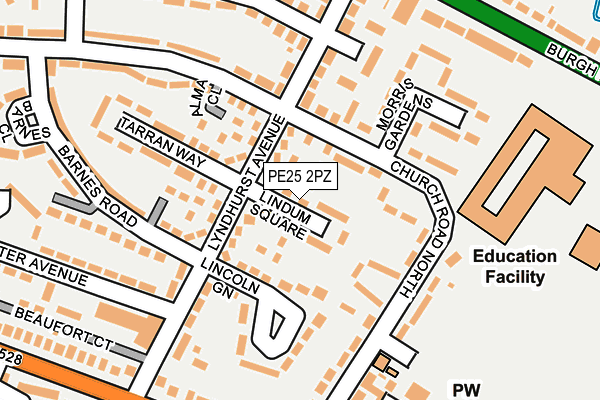 PE25 2PZ map - OS OpenMap – Local (Ordnance Survey)