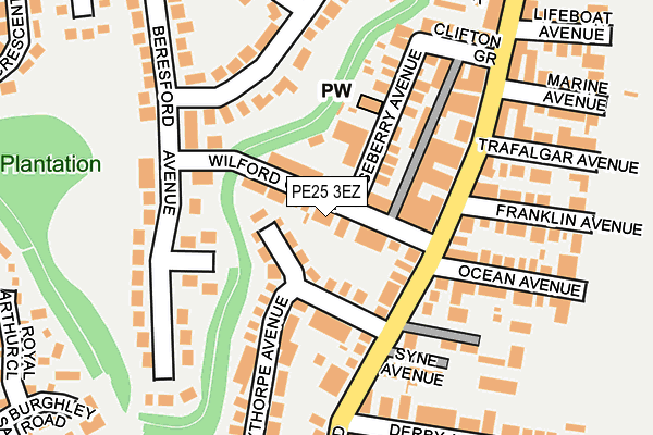 PE25 3EZ map - OS OpenMap – Local (Ordnance Survey)
