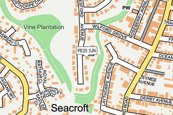 PE25 3JN map - OS OpenMap – Local (Ordnance Survey)