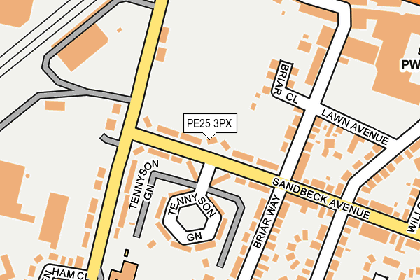 PE25 3PX map - OS OpenMap – Local (Ordnance Survey)