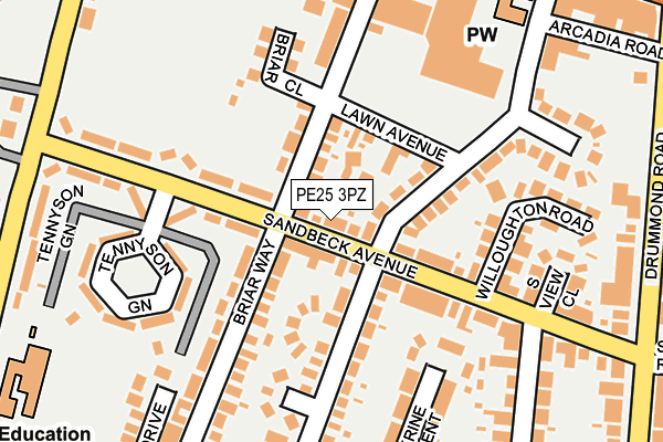 PE25 3PZ map - OS OpenMap – Local (Ordnance Survey)