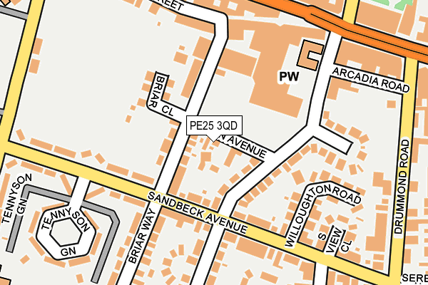 PE25 3QD map - OS OpenMap – Local (Ordnance Survey)