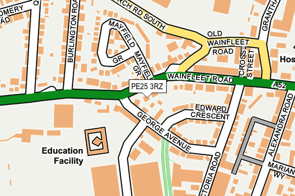 PE25 3RZ map - OS OpenMap – Local (Ordnance Survey)