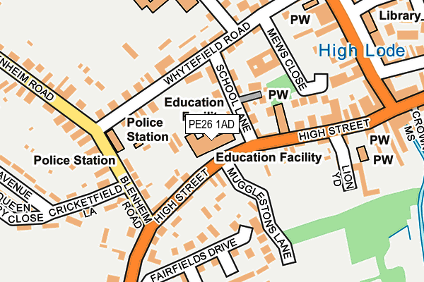 PE26 1AD map - OS OpenMap – Local (Ordnance Survey)