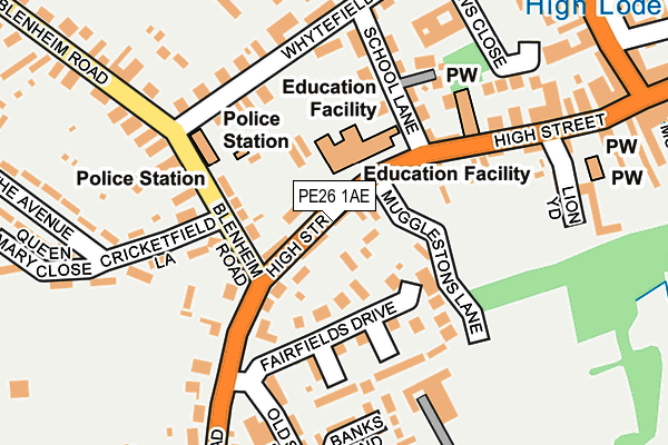 PE26 1AE map - OS OpenMap – Local (Ordnance Survey)