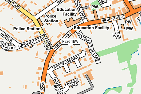 PE26 1BW map - OS OpenMap – Local (Ordnance Survey)