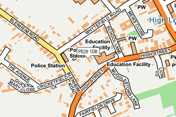 PE26 1DB map - OS OpenMap – Local (Ordnance Survey)