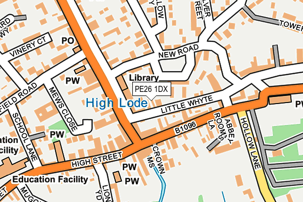 PE26 1DX map - OS OpenMap – Local (Ordnance Survey)