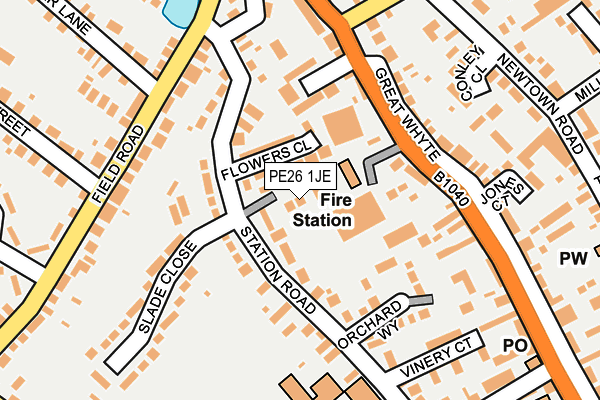 PE26 1JE map - OS OpenMap – Local (Ordnance Survey)