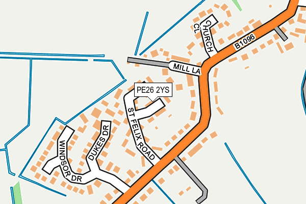 PE26 2YS map - OS OpenMap – Local (Ordnance Survey)