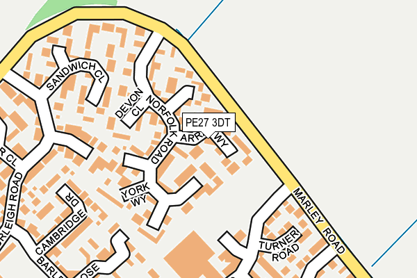 PE27 3DT map - OS OpenMap – Local (Ordnance Survey)