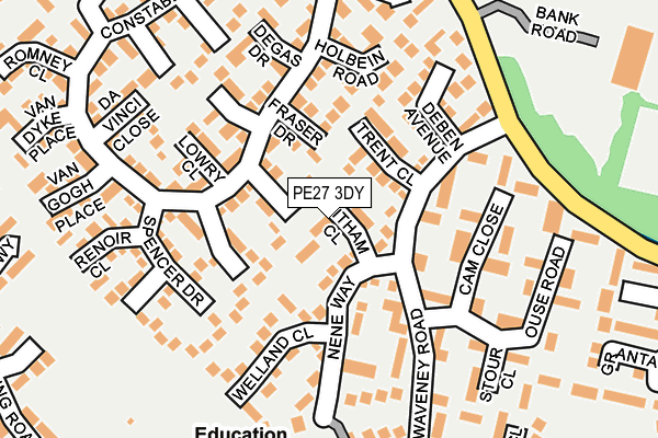 PE27 3DY map - OS OpenMap – Local (Ordnance Survey)