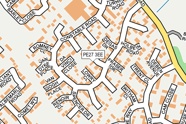 PE27 3EE map - OS OpenMap – Local (Ordnance Survey)