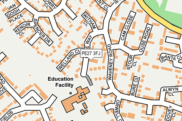 PE27 3FJ map - OS OpenMap – Local (Ordnance Survey)
