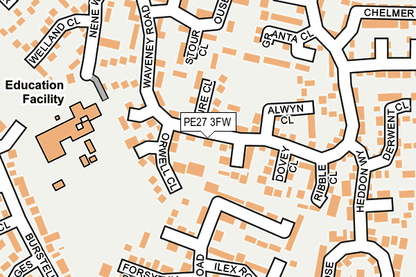 PE27 3FW map - OS OpenMap – Local (Ordnance Survey)