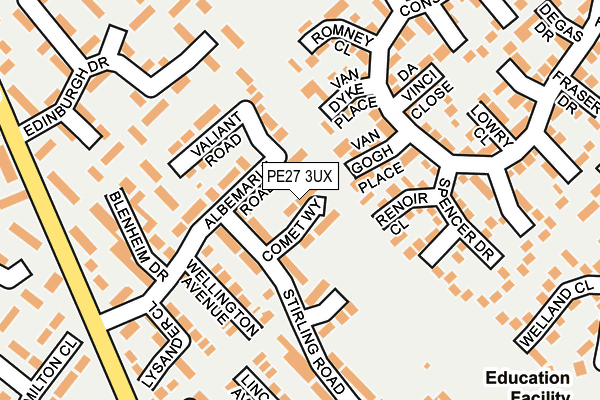 PE27 3UX map - OS OpenMap – Local (Ordnance Survey)