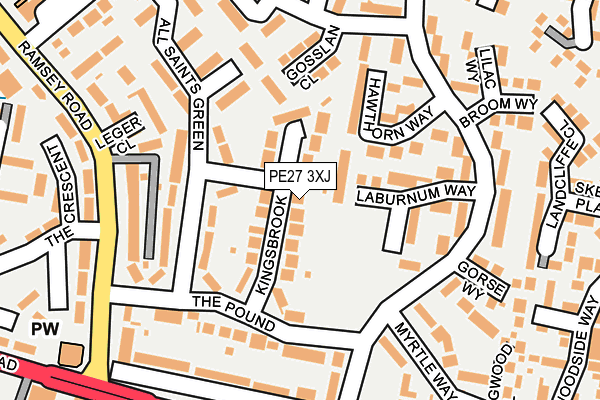 PE27 3XJ map - OS OpenMap – Local (Ordnance Survey)