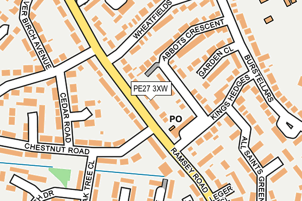 PE27 3XW map - OS OpenMap – Local (Ordnance Survey)