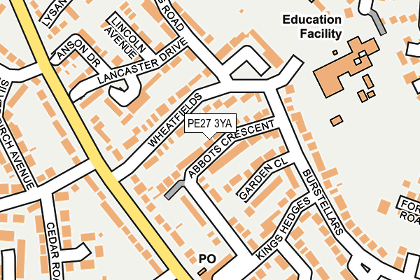 PE27 3YA map - OS OpenMap – Local (Ordnance Survey)
