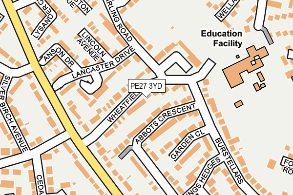 PE27 3YD map - OS OpenMap – Local (Ordnance Survey)