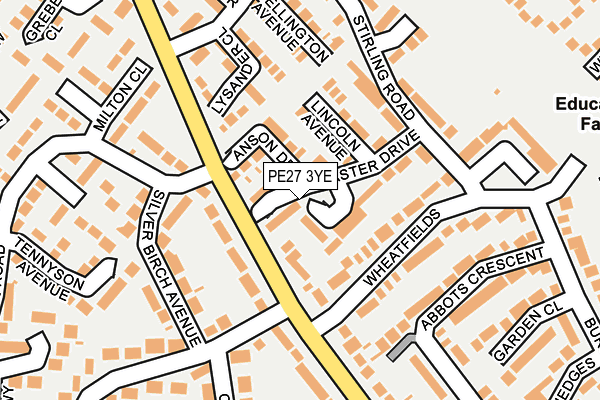 PE27 3YE map - OS OpenMap – Local (Ordnance Survey)