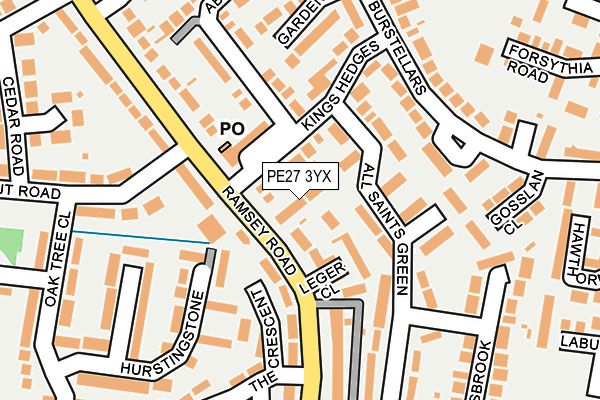 PE27 3YX map - OS OpenMap – Local (Ordnance Survey)