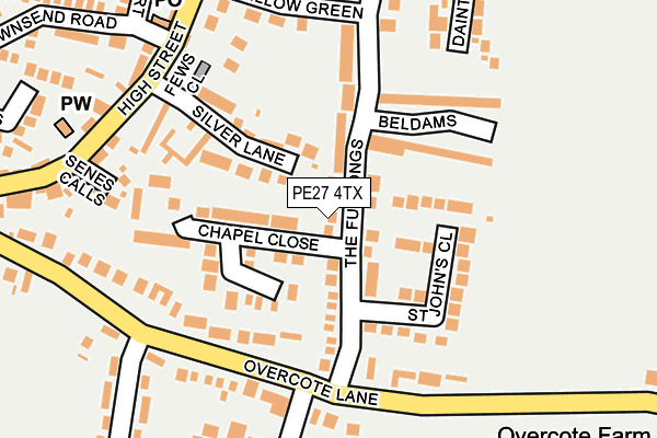 PE27 4TX map - OS OpenMap – Local (Ordnance Survey)