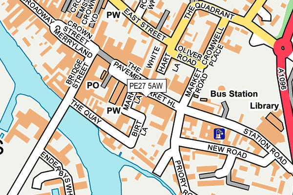 PE27 5AW map - OS OpenMap – Local (Ordnance Survey)