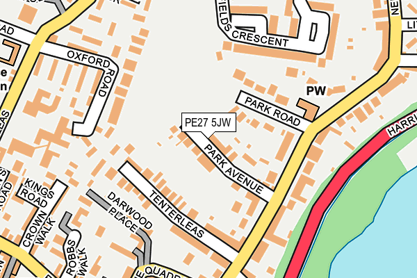 PE27 5JW map - OS OpenMap – Local (Ordnance Survey)