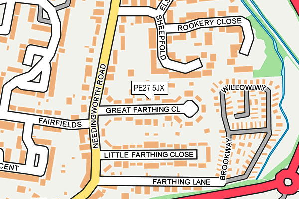 PE27 5JX map - OS OpenMap – Local (Ordnance Survey)