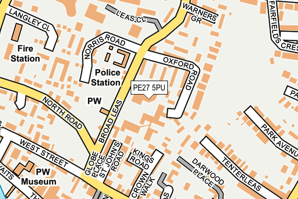 PE27 5PU map - OS OpenMap – Local (Ordnance Survey)