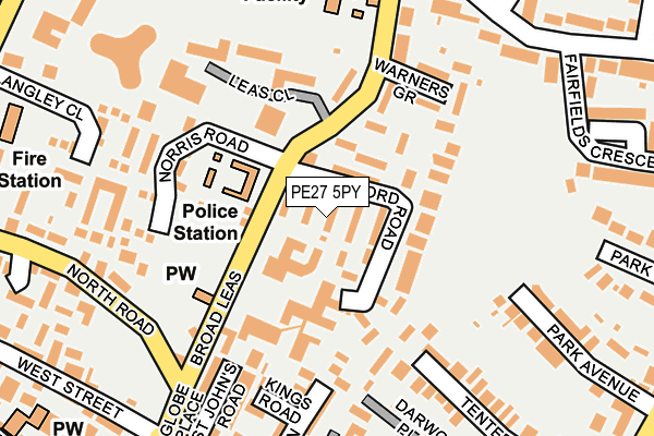 PE27 5PY map - OS OpenMap – Local (Ordnance Survey)