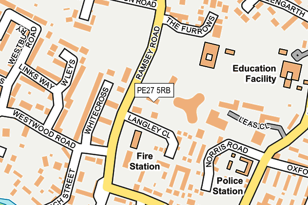PE27 5RB map - OS OpenMap – Local (Ordnance Survey)