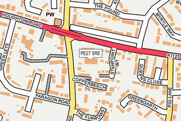 PE27 5RE map - OS OpenMap – Local (Ordnance Survey)