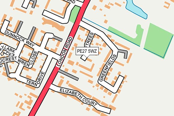 PE27 5WZ map - OS OpenMap – Local (Ordnance Survey)