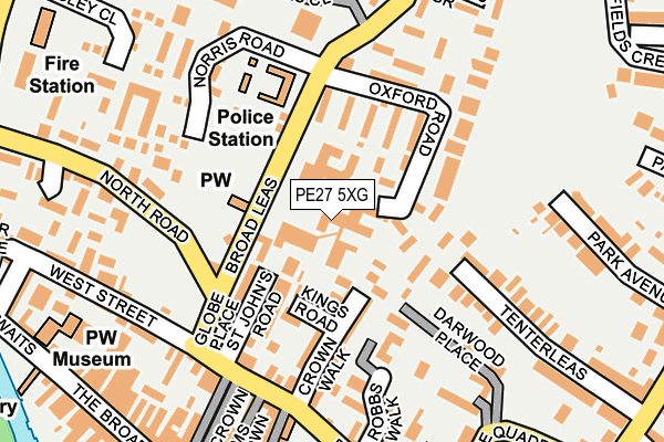 PE27 5XG map - OS OpenMap – Local (Ordnance Survey)
