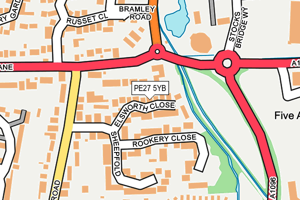 PE27 5YB map - OS OpenMap – Local (Ordnance Survey)