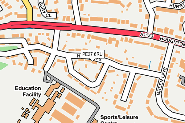 PE27 6RU map - OS OpenMap – Local (Ordnance Survey)
