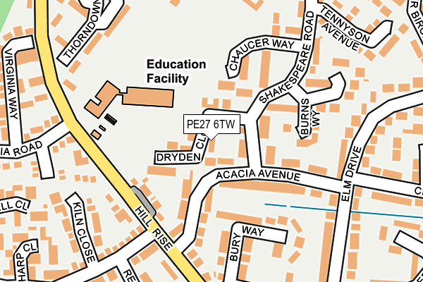 PE27 6TW map - OS OpenMap – Local (Ordnance Survey)