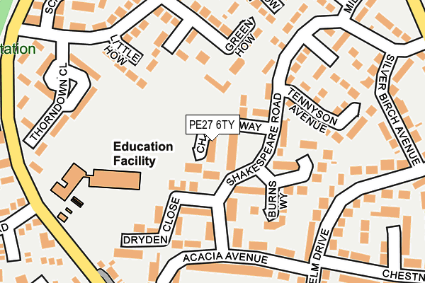 PE27 6TY map - OS OpenMap – Local (Ordnance Survey)