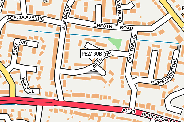 PE27 6UB map - OS OpenMap – Local (Ordnance Survey)
