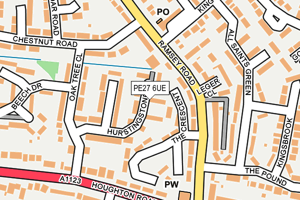 PE27 6UE map - OS OpenMap – Local (Ordnance Survey)