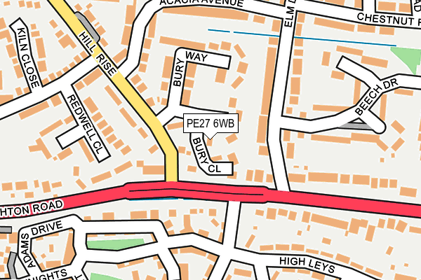 PE27 6WB map - OS OpenMap – Local (Ordnance Survey)